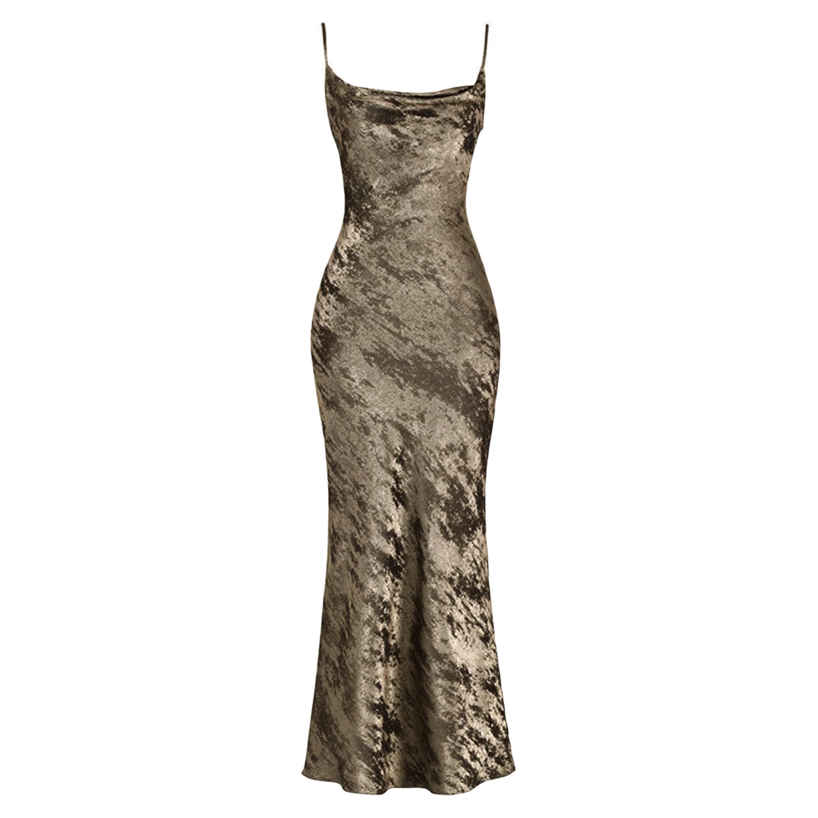 Off Shoulder Backless Slim Fit Dress - Light Coffee